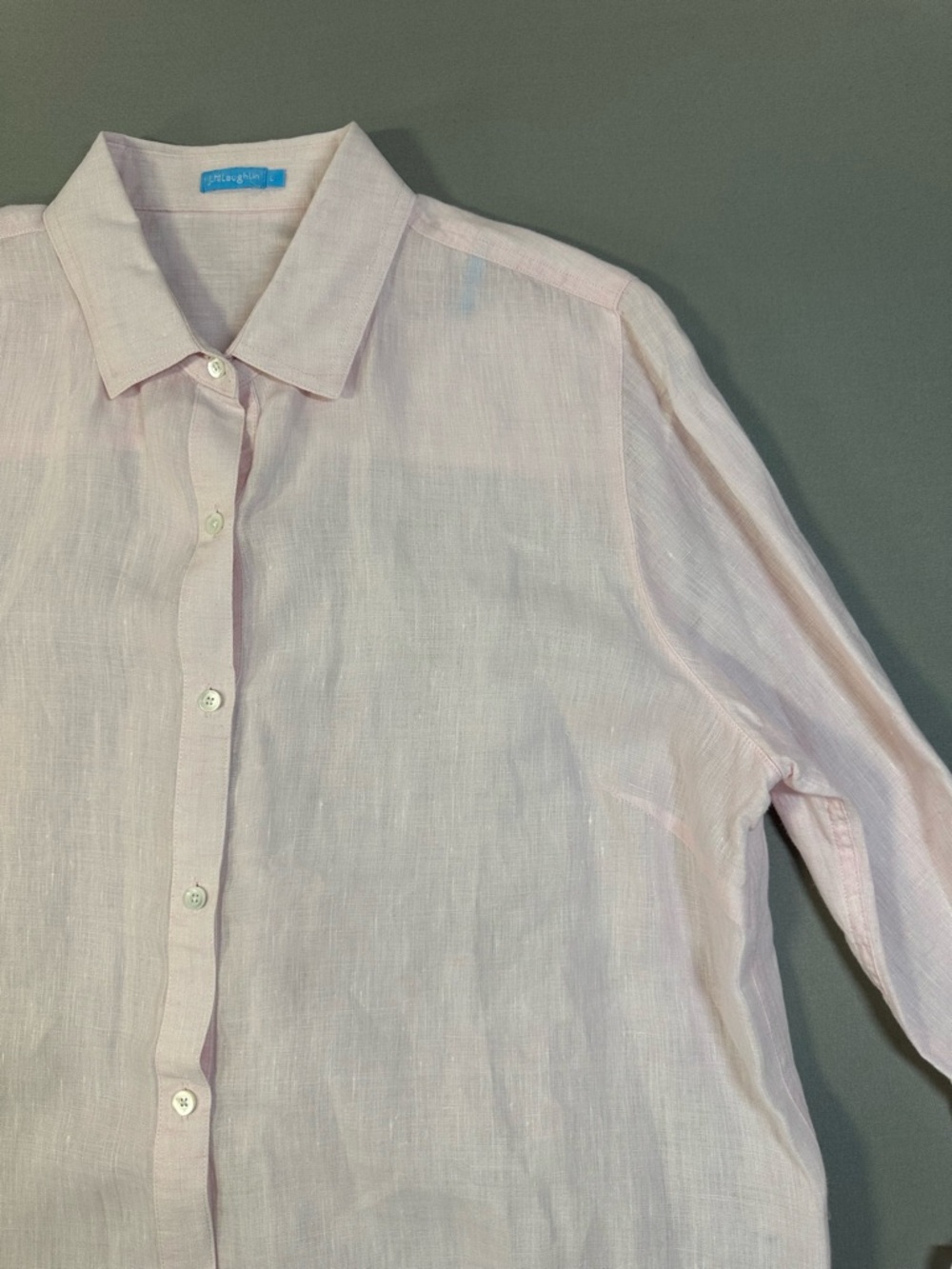 J. McLaughlin Britt Linen Shirt, Button Down, Light Pink - Womens Large - Picture 3 of 14